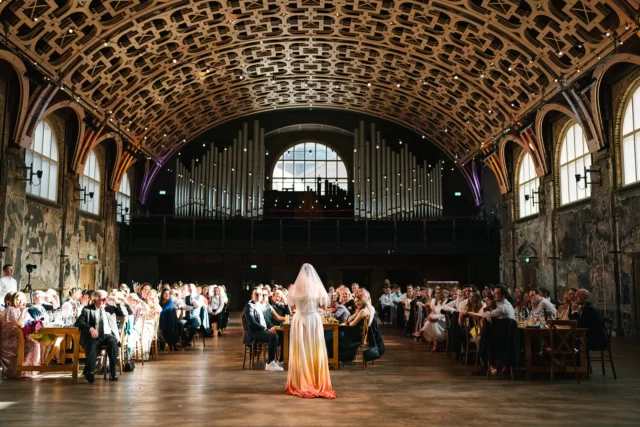Bride speech in front of whole Congregation in the Grand Hall, Battersea Arts Centre - Photography by Kari Bellamy